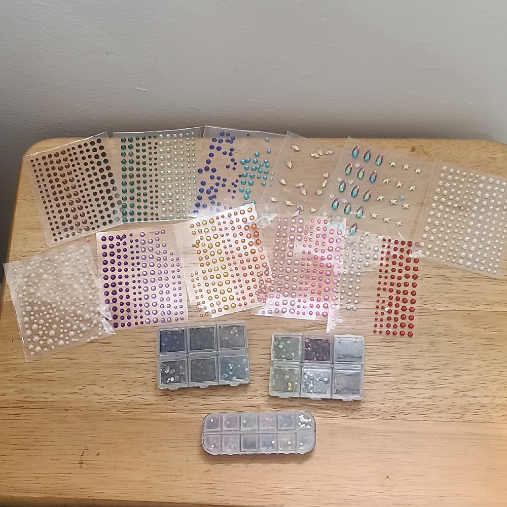 Assorted Nail Art Stickers and Gems
